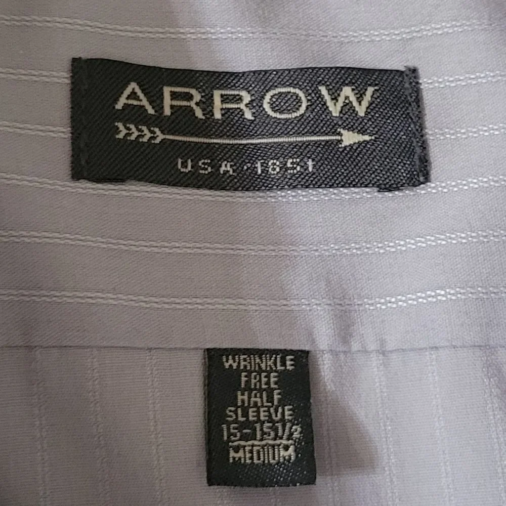 Arrow Wrinkle Free Men's Blue Button-down Short Sleeve Shirt
